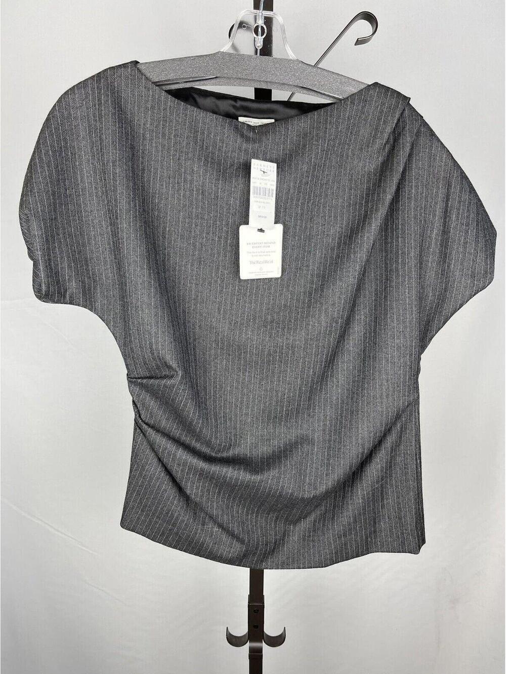 Dries Van Noten Cerus Gathered Wool Top Blouse Grey Size 36 / 4 MSRP $850